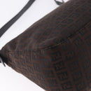 FENDI Zucchino Canvas Mamma Baguette Shoulder Bag Brown Silver Auth 195389V-13