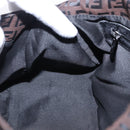 FENDI Zucchino Canvas Mamma Baguette Shoulder Bag Brown Silver Auth 195389V-18