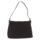 FENDI Zucchino Canvas Mamma Baguette Shoulder Bag Brown Silver Auth 195389V-3