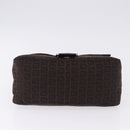 FENDI Zucchino Canvas Mamma Baguette Shoulder Bag Brown Silver Auth 195389V-9
