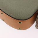Christian Dior Street Chic Shoulder Bag Canvas Khaki Gold Tone Auth 195390SAV-17
