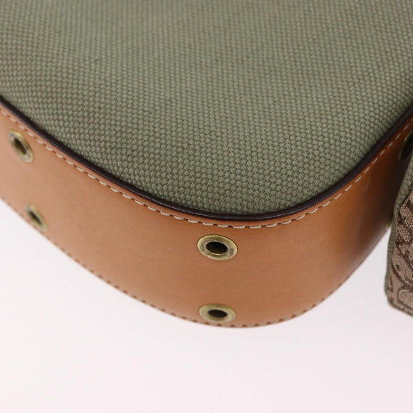 Christian Dior Street Chic Shoulder Bag Canvas Khaki Gold Tone Auth 195390SAV
