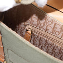 Christian Dior Street Chic Shoulder Bag Canvas Khaki Gold Tone Auth 195390SAV-22