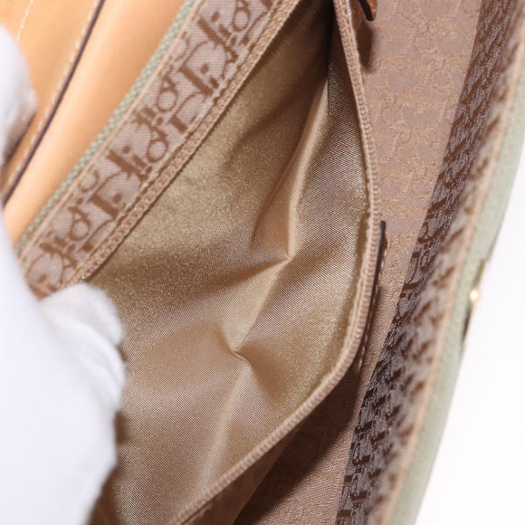 Christian Dior Street Chic Shoulder Bag Canvas Khaki Gold Tone Auth 195390SAV