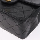 CHANEL Chain Mini Matelasse Shoulder Bag Lamb Skin Black Gold CC Auth 195391SAV-12