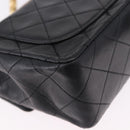 CHANEL Chain Mini Matelasse Shoulder Bag Lamb Skin Black Gold CC Auth 195391SAV-13
