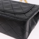 CHANEL Chain Mini Matelasse Shoulder Bag Lamb Skin Black Gold CC Auth 195391SAV-14