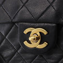 CHANEL Chain Mini Matelasse Shoulder Bag Lamb Skin Black Gold CC Auth 195391SAV-15