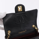 CHANEL Chain Mini Matelasse Shoulder Bag Lamb Skin Black Gold CC Auth 195391SAV-17