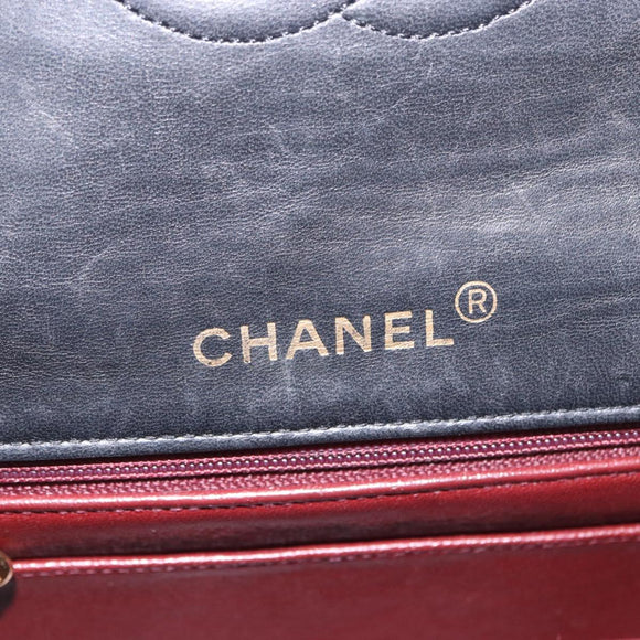 CHANEL Chain Mini Matelasse Shoulder Bag Lamb Skin Black Gold CC Auth 195391SAV