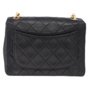 CHANEL Chain Mini Matelasse Shoulder Bag Lamb Skin Black Gold CC Auth 195391SAV-4