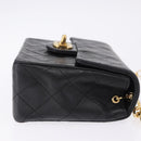 CHANEL Chain Mini Matelasse Shoulder Bag Lamb Skin Black Gold CC Auth 195391SAV-5