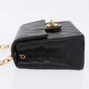 CHANEL Chain Mini Matelasse Shoulder Bag Lamb Skin Black Gold CC Auth 195391SAV-6