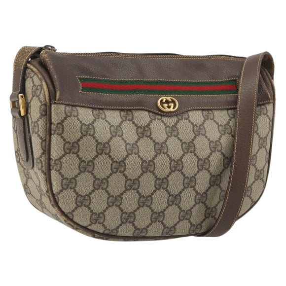 GUCCI GG Supreme Web Sherry Line Shoulder Bag PVC Beige 001 58 0918 Auth 195394