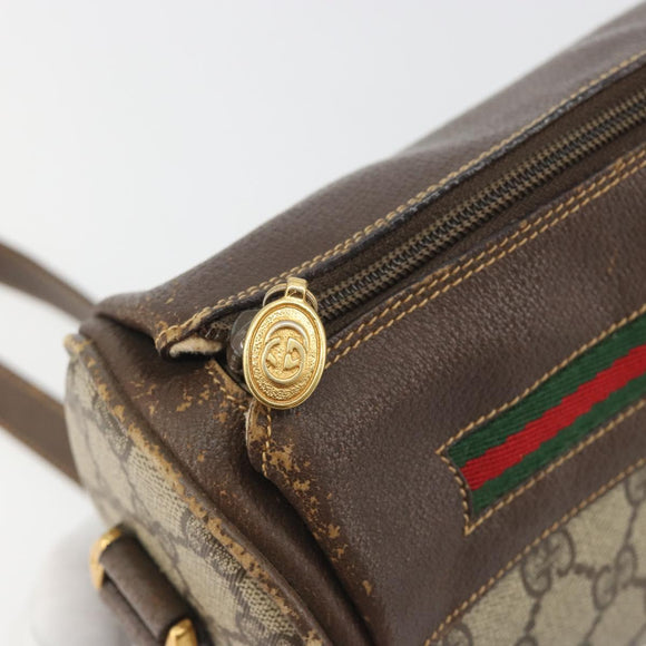 GUCCI GG Supreme Web Sherry Line Shoulder Bag PVC Beige 001 58 0918 Auth 195394