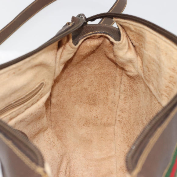 GUCCI GG Supreme Web Sherry Line Shoulder Bag PVC Beige 001 58 0918 Auth 195394