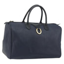Christian Dior Trotter Boston Bag PVC Leather Navy Gold Tone Auth 195399A-1