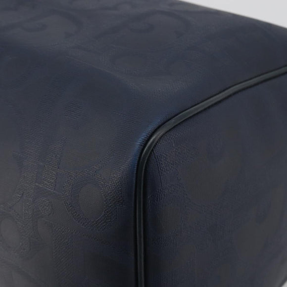 Christian Dior Trotter Boston Bag PVC Leather Navy Gold Tone Auth 195399A
