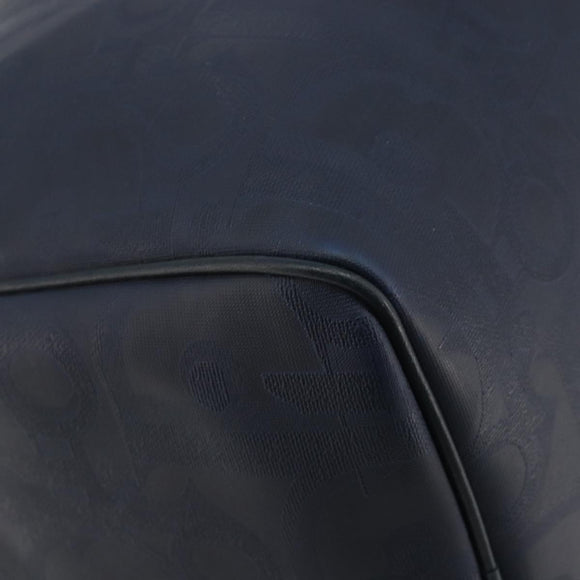 Christian Dior Trotter Boston Bag PVC Leather Navy Gold Tone Auth 195399A