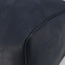Christian Dior Trotter Boston Bag PVC Leather Navy Gold Tone Auth 195399A-15