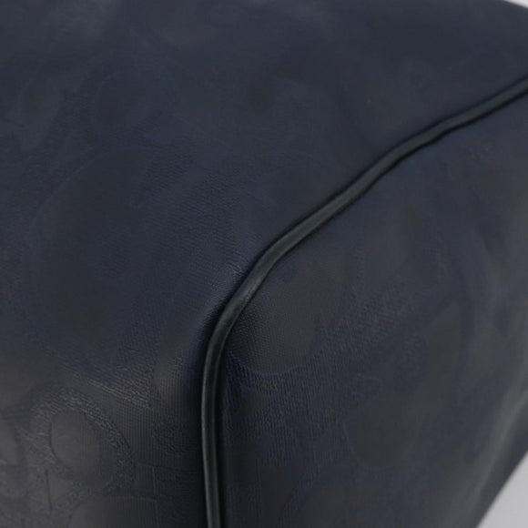 Christian Dior Trotter Boston Bag PVC Leather Navy Gold Tone Auth 195399A