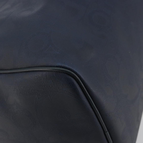 Christian Dior Trotter Boston Bag PVC Leather Navy Gold Tone Auth 195399A