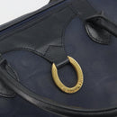 Christian Dior Trotter Boston Bag PVC Leather Navy Gold Tone Auth 195399A-17