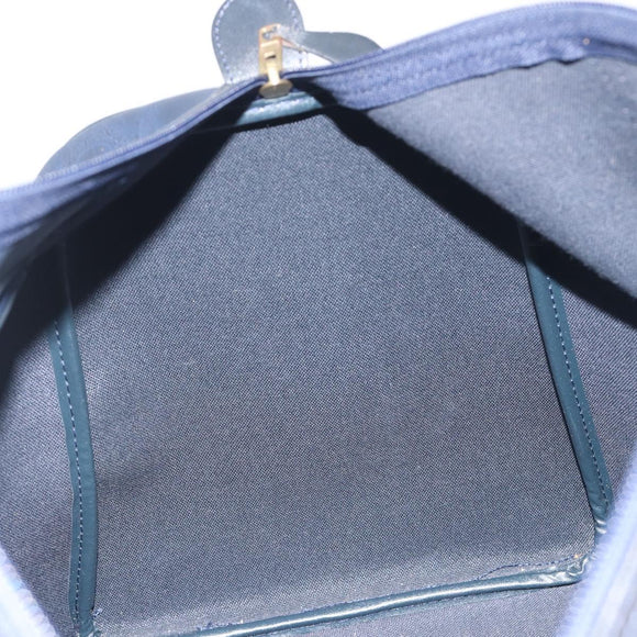 Christian Dior Trotter Boston Bag PVC Leather Navy Gold Tone Auth 195399A