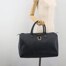 Christian Dior Trotter Boston Bag PVC Leather Navy Gold Tone Auth 195399A-22