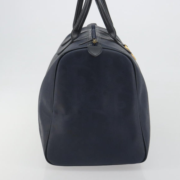 Christian Dior Trotter Boston Bag PVC Leather Navy Gold Tone Auth 195399A