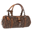 Christian Dior Trotter Canvas Romantic Hand Bag PVC Brown Silver Auth 195408SAV-1