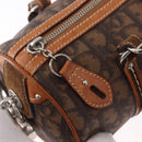 Christian Dior Trotter Canvas Romantic Hand Bag PVC Brown Silver Auth 195408SAV-18