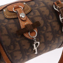 Christian Dior Trotter Canvas Romantic Hand Bag PVC Brown Silver Auth 195408SAV-10