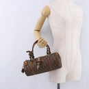 Christian Dior Trotter Canvas Romantic Hand Bag PVC Brown Silver Auth 195408SAV-24