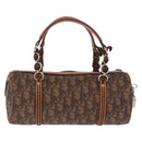 Christian Dior Trotter Canvas Romantic Hand Bag PVC Brown Silver Auth 195408SAV-2