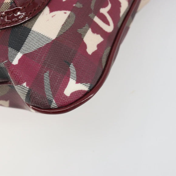 BURBERRY Nova Check Shoulder Bag PVC Leather Beige Red Auth 195410A