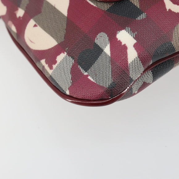 BURBERRY Nova Check Shoulder Bag PVC Leather Beige Red Auth 195410A