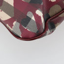 BURBERRY Nova Check Shoulder Bag PVC Leather Beige Red Auth 195410A-16