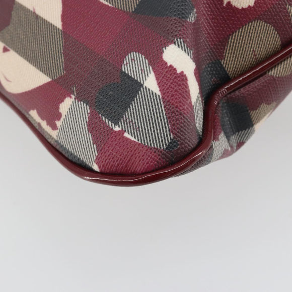 BURBERRY Nova Check Shoulder Bag PVC Leather Beige Red Auth 195410A