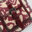 BURBERRY Nova Check Shoulder Bag PVC Leather Beige Red Auth 195410A-17