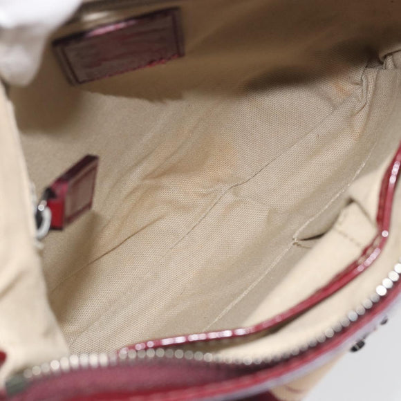 BURBERRY Nova Check Shoulder Bag PVC Leather Beige Red Auth 195410A