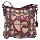 BURBERRY Nova Check Shoulder Bag PVC Leather Beige Red Auth 195410A-2