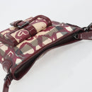 BURBERRY Nova Check Shoulder Bag PVC Leather Beige Red Auth 195410A-6