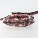 BURBERRY Nova Check Shoulder Bag PVC Leather Beige Red Auth 195410A-5