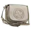GUCCI Soho Chain Shoulder Bag Leather Silver Gold Tone 323190 Auth 195411V-1
