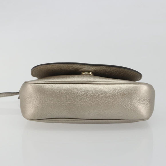 GUCCI Soho Chain Shoulder Bag Leather Silver Gold Tone 323190 Auth 195411V