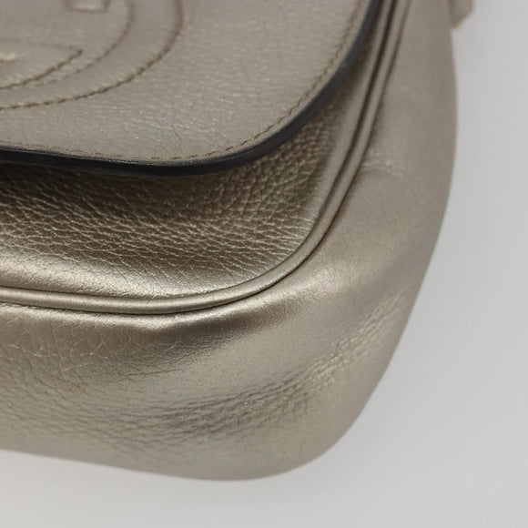 GUCCI Soho Chain Shoulder Bag Leather Silver Gold Tone 323190 Auth 195411V