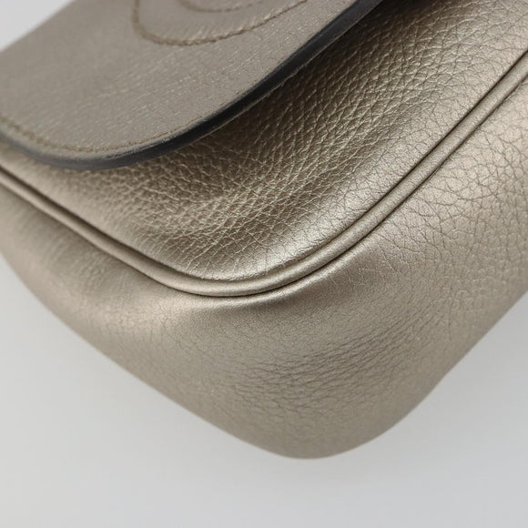 GUCCI Soho Chain Shoulder Bag Leather Silver Gold Tone 323190 Auth 195411V