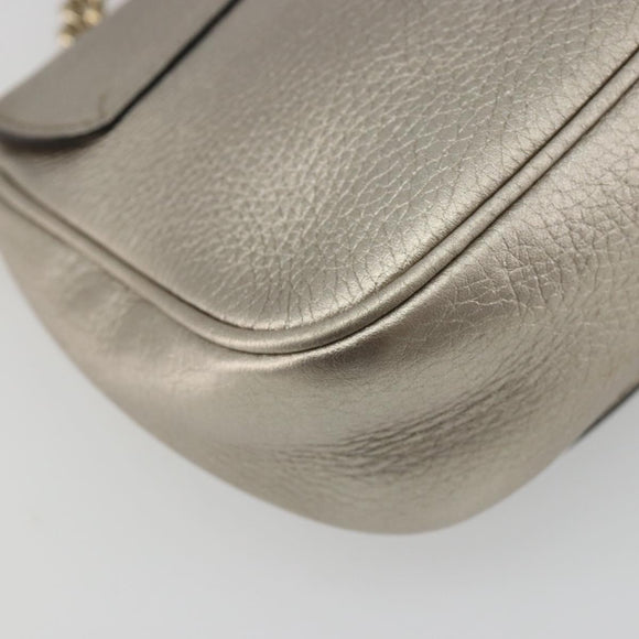 GUCCI Soho Chain Shoulder Bag Leather Silver Gold Tone 323190 Auth 195411V
