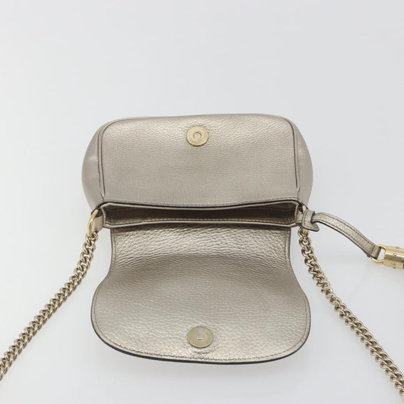 GUCCI Soho Chain Shoulder Bag Leather Silver Gold Tone 323190 Auth 195411V